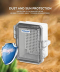 Rugged Outdoor Junction Box With IP67 Waterproof Rating And Hinged Transparent Cover, shown with stainless steel latch