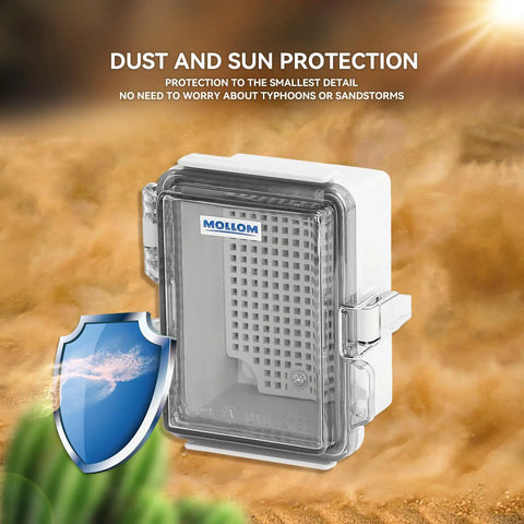Rugged Outdoor Junction Box With IP67 Waterproof Rating And Hinged Transparent Cover, shown with stainless steel latch