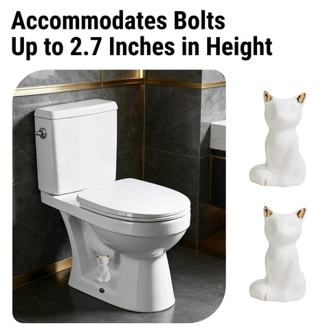 Premium Ceramic Toilet Bolt Covers With A Super Cute Cat Design To Crush Rust And Dampness While Keeping Your Bathroom Hardware Vibing Immaculately All Season Long, fitting bolts up to 2.7 inches.