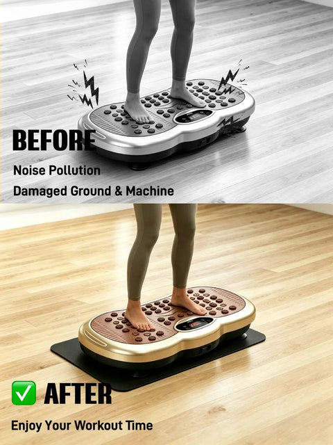 Non Slip Vibration Mat For Home Gym Machines Heavy Duty Shock Absorbing Floor Pad For Vibration Plate Workouts Keeps Your Machine From Slipping And Reduces Noise While Protecting Floors And Carpets On Most Platform Machines Black