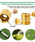 Beefed Up Three Quarter Inch Garden Hose Adapter Set With Two Pairs Male To Male And Female To Female Connectors in use outdoors