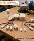 185 Piece Wool Felt Polishing Kit With Sanding Drum For One Eighth Inch Shank Rotary Tools displayed on table