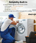 Fix Dryer Rumble With Premium Kit For LG Kenmore Ball Bearing Rollers Idler Pulley To Stop Noise Friction Using Solid Construction DIY Fix Home Save Money Restoring Smooth Operation Like New Never Breaking Again For Happy Homeowners. technician repairing LG dryer with parts list