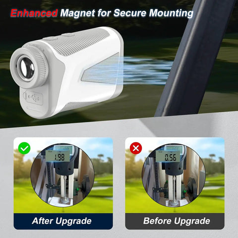 Go To Golf Rangefinder With Slope, Flag Lock Vibration, Rechargeable Battery, upgraded magnet and display comparison