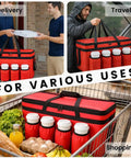 Insulated Food Delivery Bag With Four Cup Holders XXXL Large Commercial Grade Cooler Bag Keeps Food Hot Or Cold Red in use