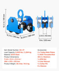 Heavy-Duty Manual Trolley For I-Beams, 3 Ton Load Capacity, dual-wheel design, adjustable flange, carbon steel hoist cart dimensions