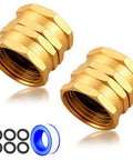 Garden Hose Adapter Female To Female 3/4 Inch GHT Brass Connector, Double Female Hose Fittings With Washers And PTFE Tape, Rustproof, No Fuss Easy Install For Outdoor Watering And DIY Plumbing, brass couplers with washers