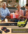 Powerful Cordless Leaf Blower With Dual 4Ah Batteries Fast Charger 580 CFM At 160 MPH 2 Speed Modes Lightweight Battery Powered Blower For Lawn Care Patio Garden And Yard Cleanup with family exchanging gifts