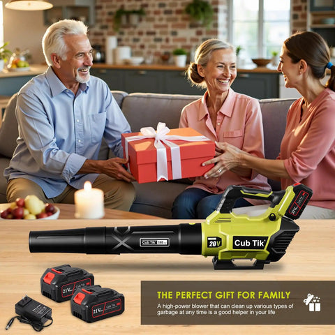 Powerful Cordless Leaf Blower With Dual 4Ah Batteries Fast Charger 580 CFM At 160 MPH 2 Speed Modes Lightweight Battery Powered Blower For Lawn Care Patio Garden And Yard Cleanup with family exchanging gifts