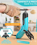 Powerful Mini Heat Gun With Dual Temps 554 F And 896 F 350W Hot Air Tool in blue with reflector nozzle and glove for crafts use.