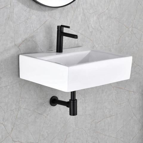 Bathroom Sink Stopper P Trap Complete Set Adjustable One And One Quarter Bottle Trap Solid Brass Drain Kit With Tube And Pop Up Stopper Matte Black No Overflow Includes All Parts For Easy Install, installed with square white sink