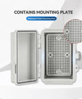 Tough As Nails Weather Resistant Gray Enclosure For Din Rail And Relay Mounting With Smooth Abs Shell Keeping Your Switches And Power Blocks Secure While Giving Ample Room For Quick Hookups On Any Job Site Or Garage Bench Project with waterproof mesh mounting plate.