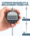 Digital Dial Indicator 1 Inch 25.4 mm With LCD Readout And Ultra Precise 0.001 mm 0.00005 In Resolution High Speed Electronic Probe Gauge