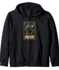 Hoodie For Machinists Featuring Vise Gauge Square Tool Kit Set For CNC Pros With Edge Details Classic Fits And Black Twill Taped Neck That Guys Will Totally Dig As The Ultimate Gift, black zip-up with machine graphic.