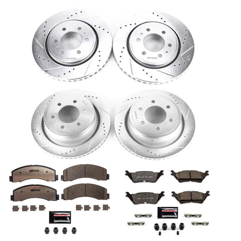 Ford F150 Front And Rear Drilled Slotted Brake Rotors With Carbon Ceramic Pads Upgrade Kit For 2012 2018 6 Lug Models Truck And Tow Ready K6268 36 For Maximum Stopping Power On Towing And Daily Driving