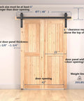 48 Inch Bifold Barn Door Hardware Kit For Two Doors In Black Finish With Corrosion Resistant Carbon Steel Construction shown installed