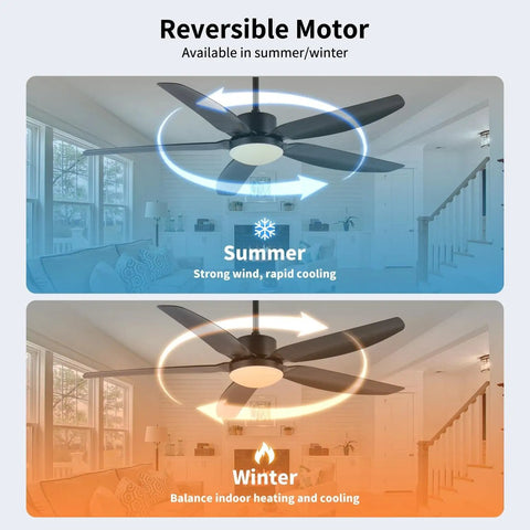52 inch Outdoor Ceiling Fan with Light, IP65 Waterproof, 6 Speed Remote with reversible motor for summer and winter use.