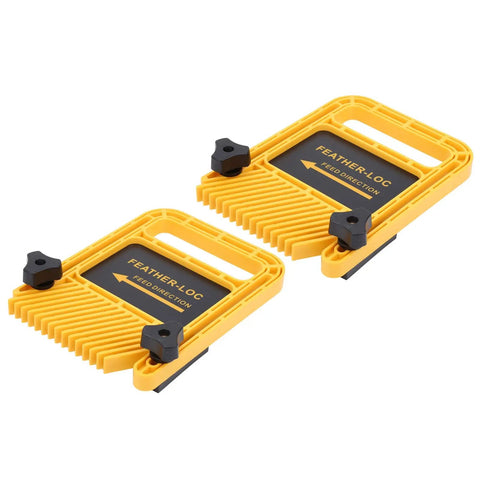 Adjustable Woodworking Featherboard Jig, Six Inch ABS Safety Clamping Tool with Two Yellow Holders for Router Tables.