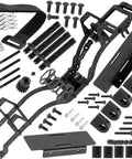 Carbon Fiber Chassis Kit With Front Mounted Transmission Upgrade For 1 By 10 RC Crawlers SCX10 SCX10 II Capra 1.9 UTB And Other DIY Builds Aluminum Gearbox Lightweight Performance Upgrade showing all components
