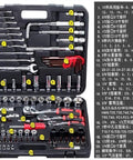 Grease Monkey Ready 120 Piece Socket Set With Ratchet And Torque Wrench Chrome Vanadium Steel Mechanic Tool Kit For Home Projects Or Car Repairs Hex Star Torx Bits in portable case.