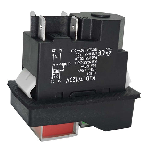 Electromagnetic Pushbutton Switch 120 Volts And 220 Volts Dual Voltage 4 Pin 16A For Garden Tools And Power Tools, front view