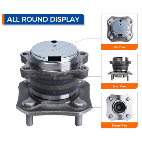 All views of Rear Wheel Hub And Bearing Assembly Fits 2007 To 2012 Nissan Sentra 2.0L L4 With 4 Wheel ABS Replacement Durable OE Like Performance And Plug And Play Easy Install Today