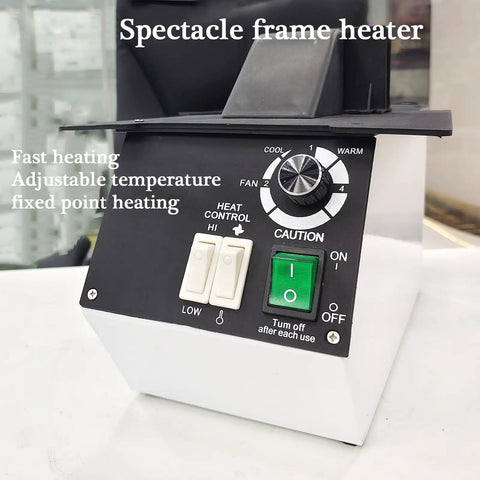 Slick Eyeglasses Frame Heater With 1500W Ceramic Core And Adjustable Thermostat For Quick Lens Adjustment Smooth Hot Cold Air Blower control panel