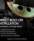 Plug And Play Flexplate Adapter Kit For LS Engine Swaps And Transmissions, Compatible With TH350 200-4R 700R4 And 4L60, Built For Gen III LS Builds, Durable Steel Construction, Ready To Rock Your Next Car Project. Direct bolt-on LS swap flexplate adapter kit with spacer and bolts