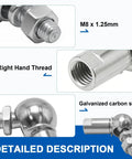 4 Pack M8 Right Thread Ball Head Joint Rod End Bearing Set, Universal Self Lubricating Ball Socket Joints for Cars, Hinges, Cabinets, 360 Degree Rotation, Durable Carbon Steel With Zinc Finish, M8 x 1.25mm right-hand thread