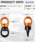 Heavy Duty 30KN Swing Swivel With Dead Silent 360 Rotation and Smooth Glide Design for Tree Swings, showcasing aluminum alloy material and size details.