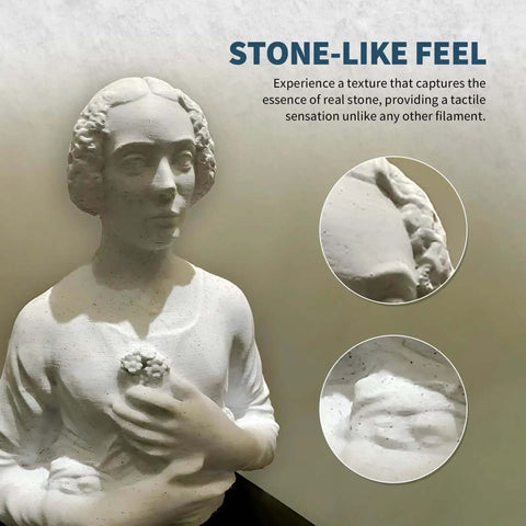 Bust sculpture printed with Marble Rock PLA Filament 1.75mm for 3D printing, showcasing realistic stone texture with veining.