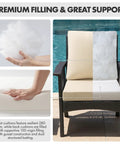 Beige Outdoor Dining Cushion 20x20 Inch Waterproof Deep Seat And Back Cushion With Ties For Patio Furniture That Keeps Colors Pop