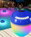 3 In 1 Bluetooth Pool Speaker With Digital Thermometer And Colorful Lights Floating IP68 Waterproof TWS Portable Speaker by a pool