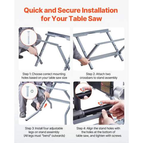 Heavy Duty Table Saw Folding Stand With 350 Lb Load Capacity, Rock Solid For Job Sites, Folds Flat Quick For Easy Stash, Universal Fit For Your Woodworking Rig