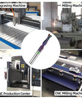 1/4 Inch Shank Upcut Spiral CNC Router Bit With 2 Flutes, 1 Inch Cutting Depth, shown with CNC machines for woodworking.
