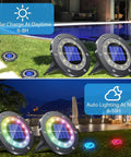 Solar Ground Lights Outdoor With 12 LEDs Auto Changing Multi Color Cool Glow Garden Pathway Lights Waterproof Yard Decor For Halloween And Parties Easy Install 8 Pack glowing in garden at night and charging during day
