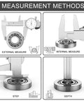 Measurement methods for Precision Dial Caliper And Micrometer Kit Pro Grade With Stainless Steel Ruler 0-6 Inch Range 0.001 Inch Accuracy