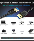 USB 3.0 A To A Cable 3 Feet Gold Plated Connectors For External Hard Drive Enclosures DVD Players And Laptop Coolers Not For Direct Computer To Computer Data Transfer Or Charging, black