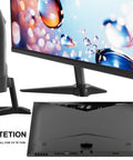 Side and rear view of a 19.5 inch HD monitor with 1440x900 resolution, 75Hz refresh rate, HDMI and VGA ports, for home and office use.