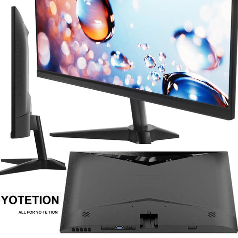 Side and rear view of a 19.5 inch HD monitor with 1440x900 resolution, 75Hz refresh rate, HDMI and VGA ports, for home and office use.
