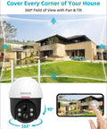 Solar Powered Wireless Outdoor Security Camera With Spotlight, Clear Night Vision, Pan Tilt 360 Degrees displayed in garden