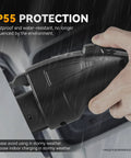 Tesla To SAE J1772 EV Charging Adapter Black 48A 250V AC showing IP55 protection against dust and water.