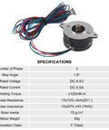 AITIAO 36mm round stepper motor for 3D printers with 47.2-inch cable; front view showing mounting flange and wires.