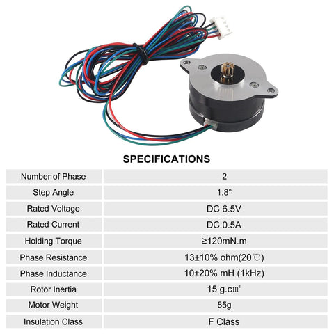 AITIAO 36mm round stepper motor for 3D printers with 47.2-inch cable; front view showing mounting flange and wires.