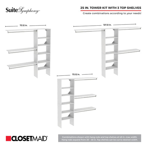 Kick Your Closet Cleanup Into High Gear With This Sturdy Wood System Featuring Four Slide Out Drawers Flexible Shelving And Three Expandable Rods That Honestly Maximizes Every Inch In Sleek Graphite Grey - 25 in. tower kit with 3 shelves.