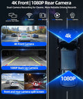 4K front and 1080P rear camera view for 11.5 Inch Wireless Apple CarPlay Screen For Cars With Android Auto Touch Screen
