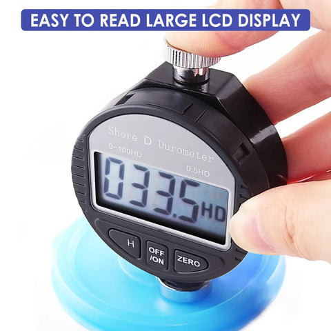 Portable Digital Durometer For D Hardness 0 To 100HD Range Pro Grade Tool For Rubber Tires Plastics Thermoplastics Flooring And Bowling Balls With Large LCD Display