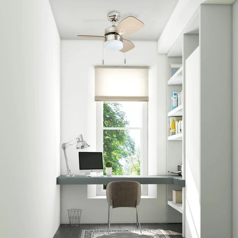 Ocean Breeze 30 Inch Ceiling Fan With Light Indoor LED, 3 Dual Finish Blades in home office setting