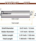 Built Tough Stainless Steel Conveyor Roller Two Inch By Six Inch Length With Precision Bearings dimensions with labeled sizes.