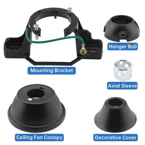 Universal Ceiling Fan Mounting Bracket Kit With Decorative Cover And Hardware For 1 Inch Down Rod And 30 Degree Slope Install
